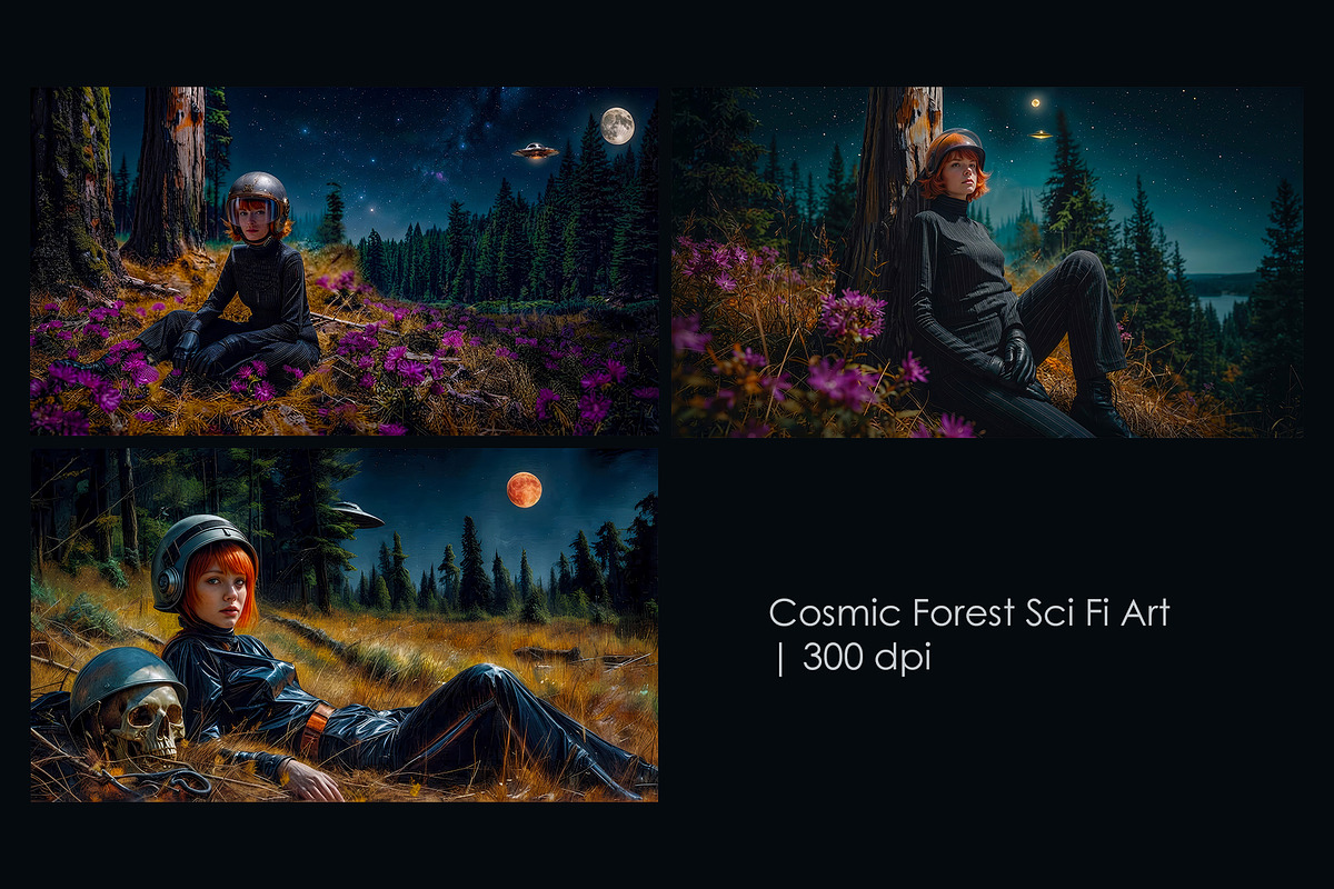 Cosmic Forest Sci Fi Art, a Person Illustration by StockVerse Creative (Photo 1 of 4)