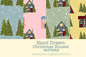 Hand drawn Christmas Houses Patterns