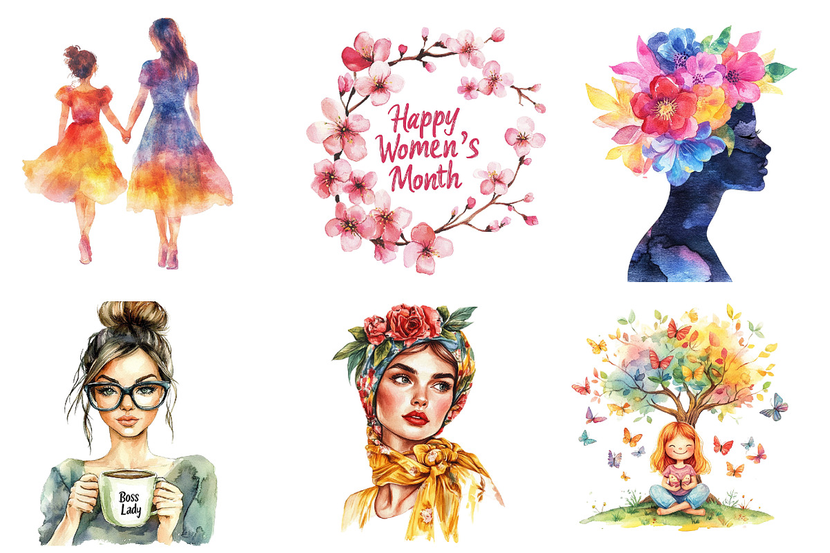 Cute Womens Month Clipart, an Illustration by CreationArt (Photo 3 of 5)