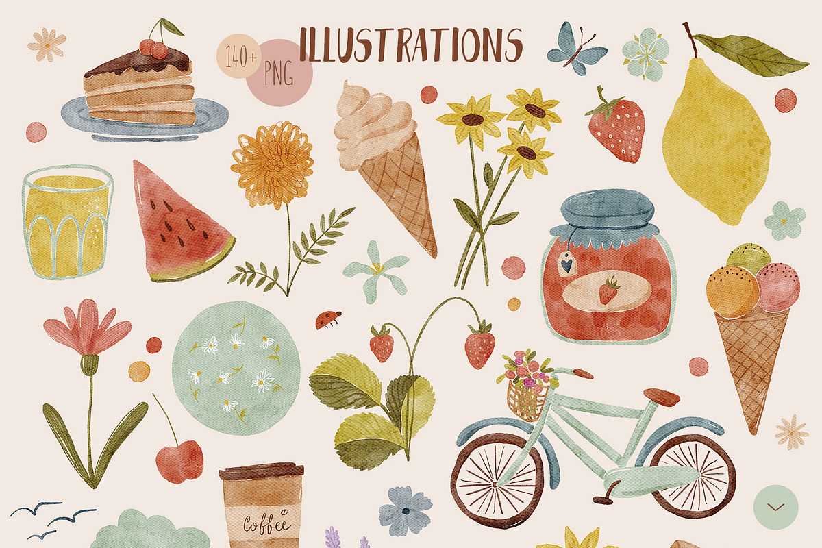 Summer Vibes – Watercolor Bundle, a Decorative Illustration by OkPen (Photo 2 of 7)