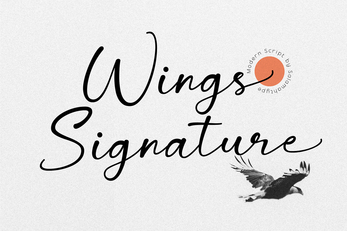 Wing Signature - Elegant Script, a Script Font by Salamahtype (Photo 1 of 8)