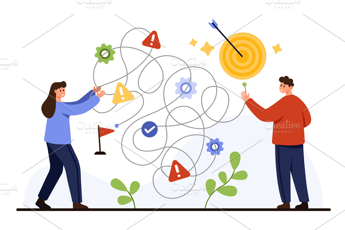 Overcoming Obstacles to Achieve, a Finance Illustration by Flashvector