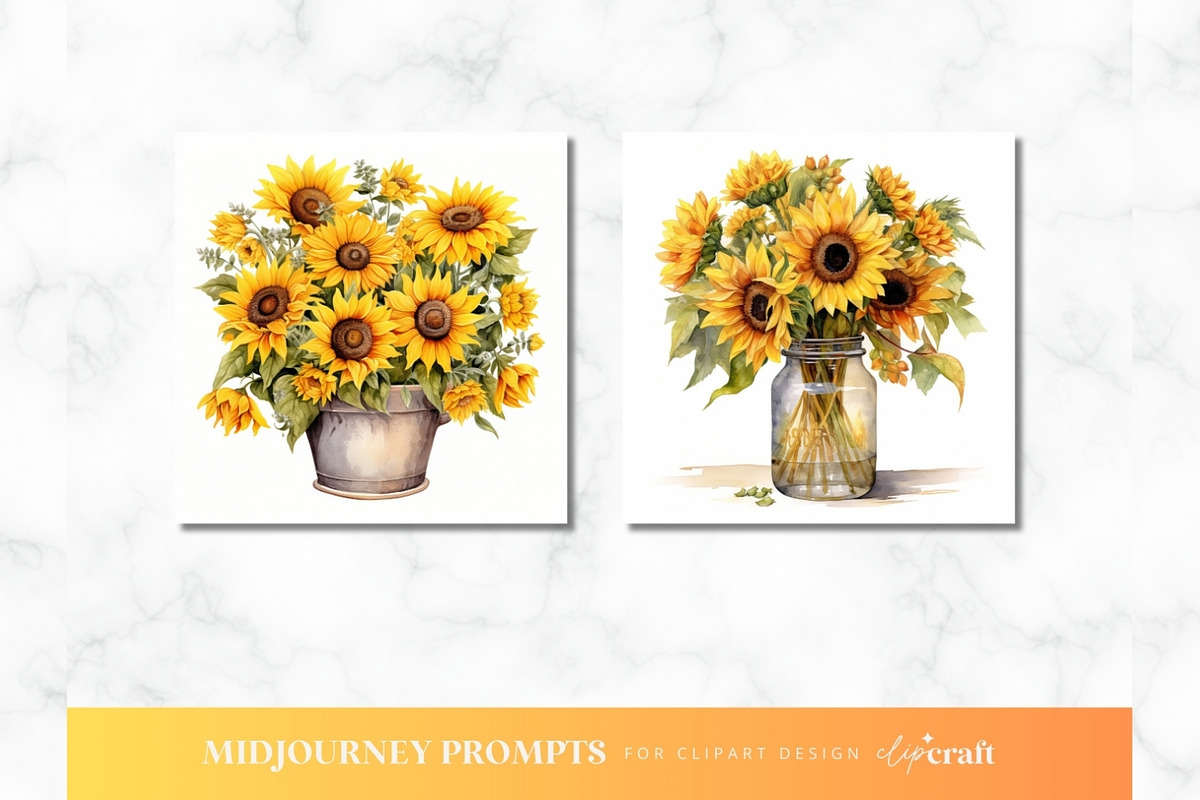 Sunflower Clipart Midjourney Prompt, a Decorative Illustration by ClipCraft (Photo 3 of 9)