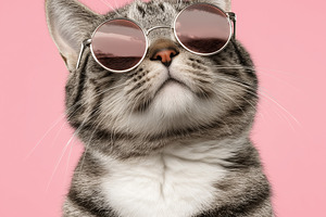 Cool cat with round sunglasses looks, an Animal Photo by MistyDay