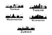 29 City Skyline Silhouettes Set 3, a Work Illustration by Booblgum (Thumbnail 4 of 8)