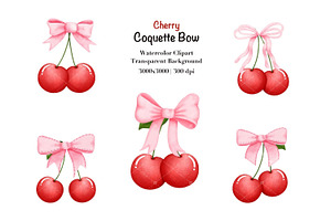 Cherry Coquette Bow PNG Clipart