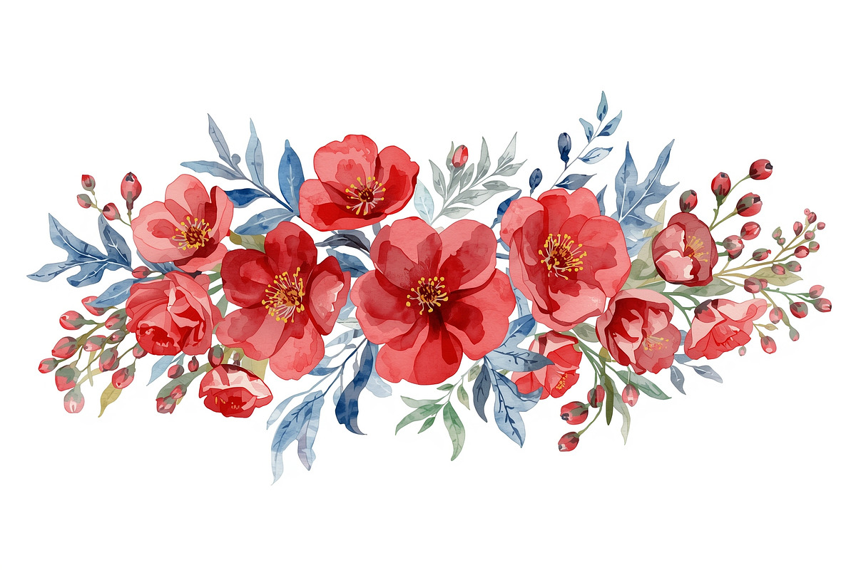 Spring Watercolor Flowers, an Illustration by jahid234 (Photo 4 of 15)