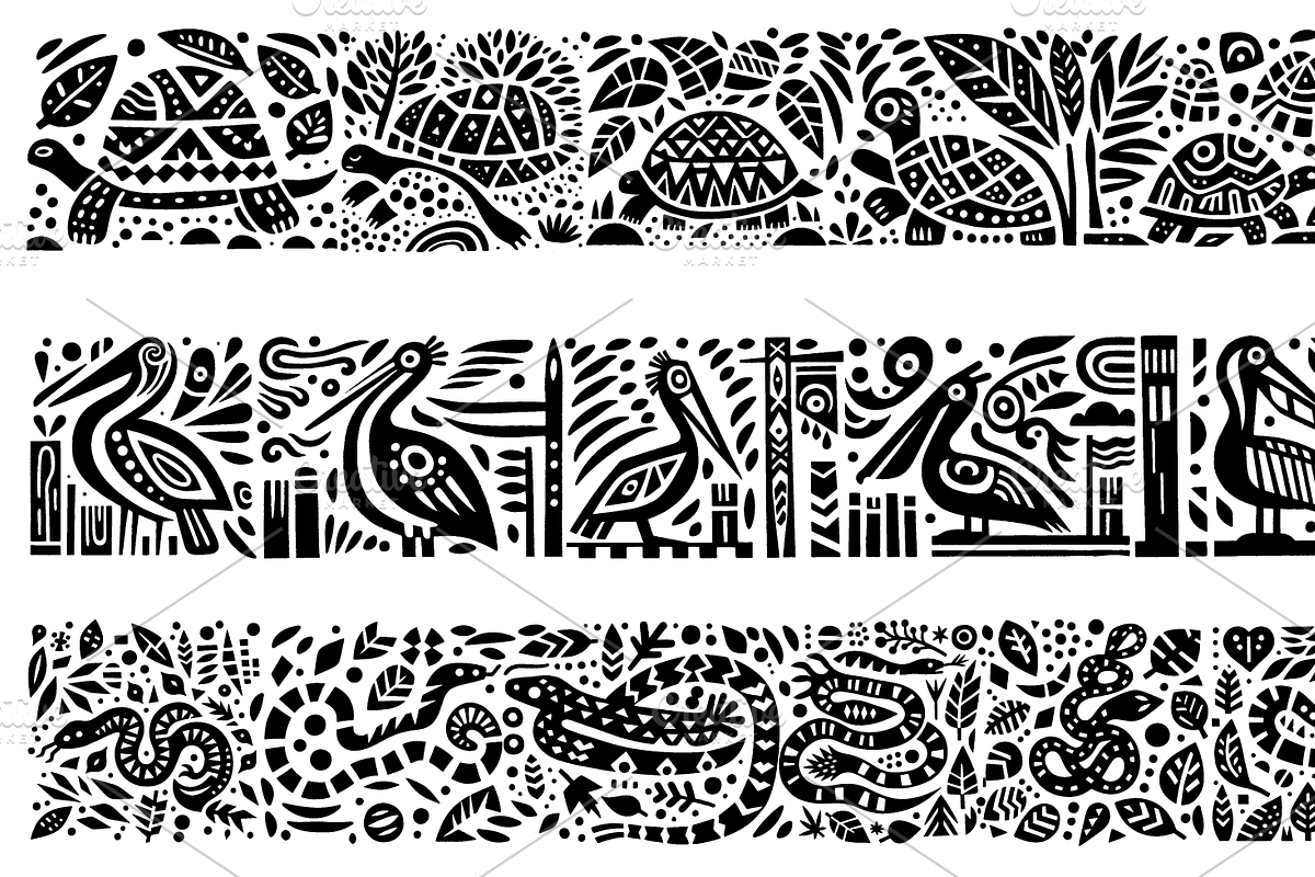 Vintage Animals and Fish Folk Art, an Illustration by devastd (Photo 5 of 30)
