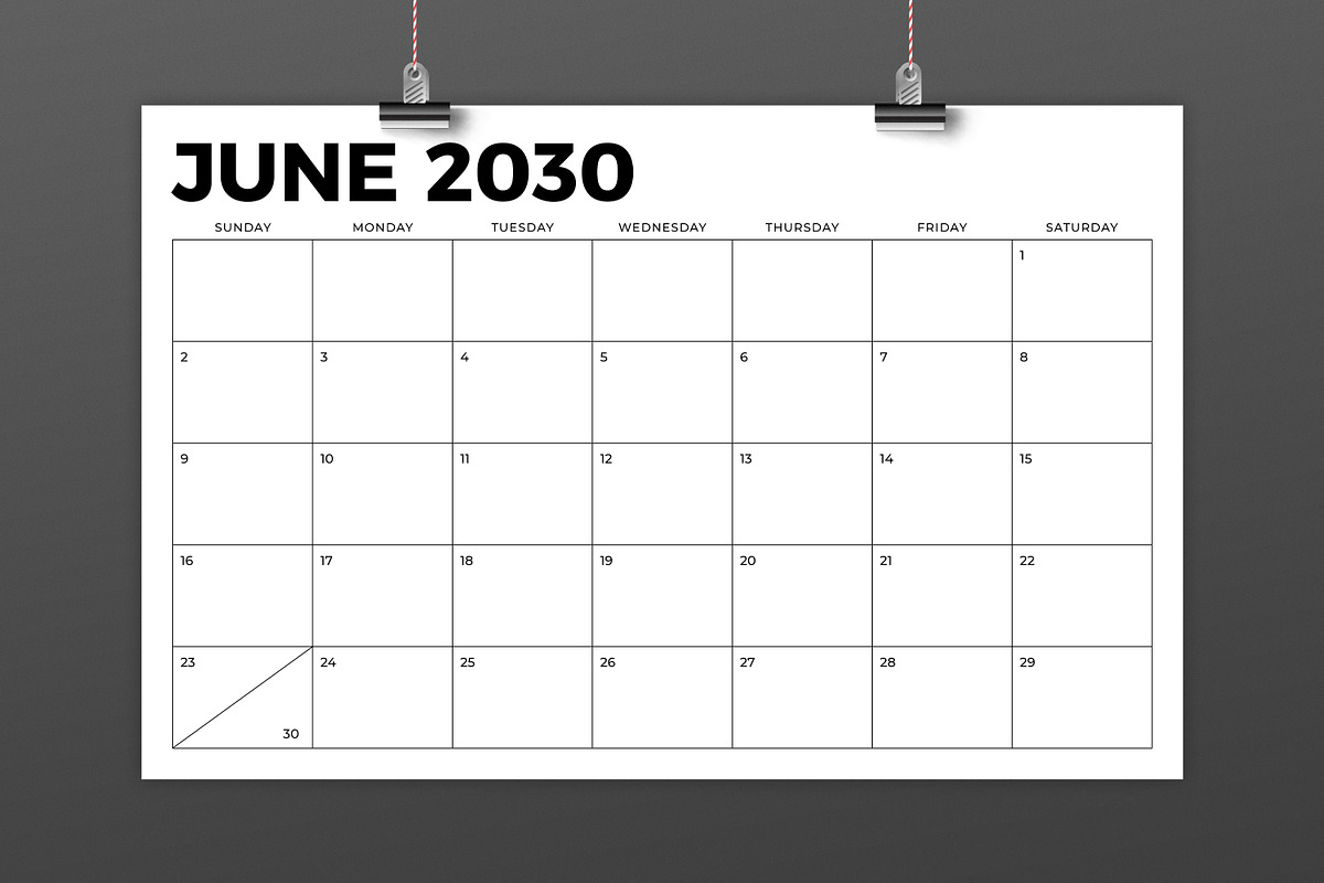 2030 11 x 17 Inch Calendar Template preview 3