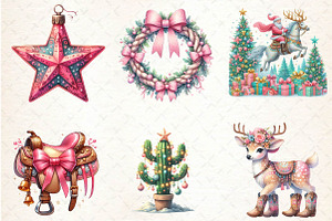 Coquette Western Christmas Clipart