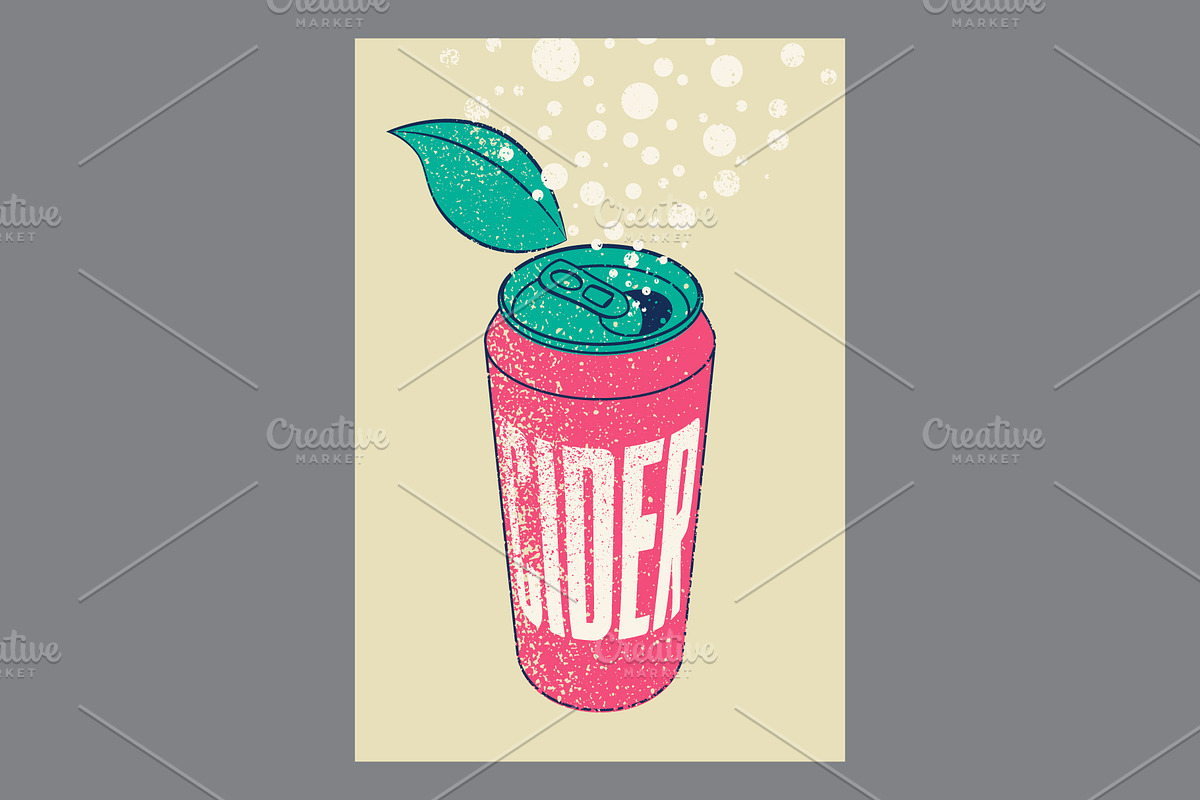 Apple Cider grunge vector poster set, a Food Illustration by PoPaShop (Photo 4 of 6)