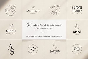 33 delicate logos ~ 6 brand kits, a Branding & Logo Template by Crocus Paperi