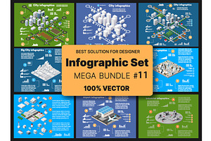 Isometric set infographics concept