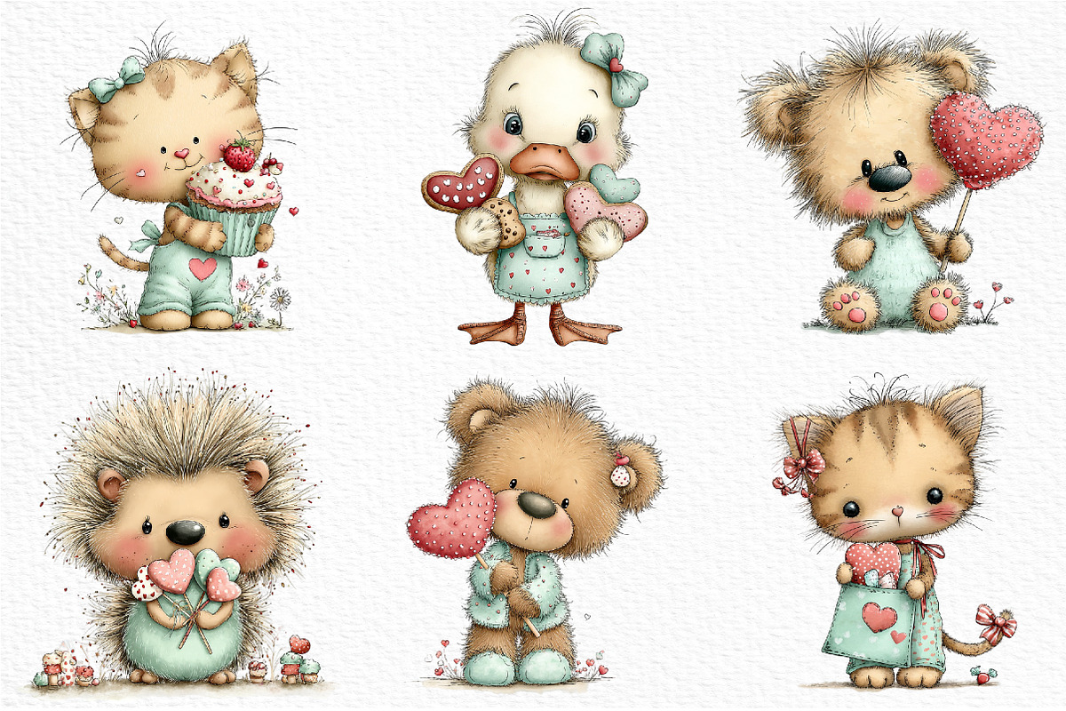 Whimsical Valentine Sweet Animals, an Illustration by Craft Nest (Photo 5 of 11)