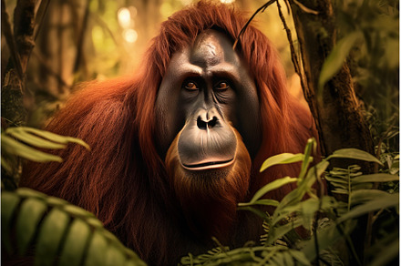 Majestic Orangutan portrait animal, an Animal Photo by Ylivdesign
