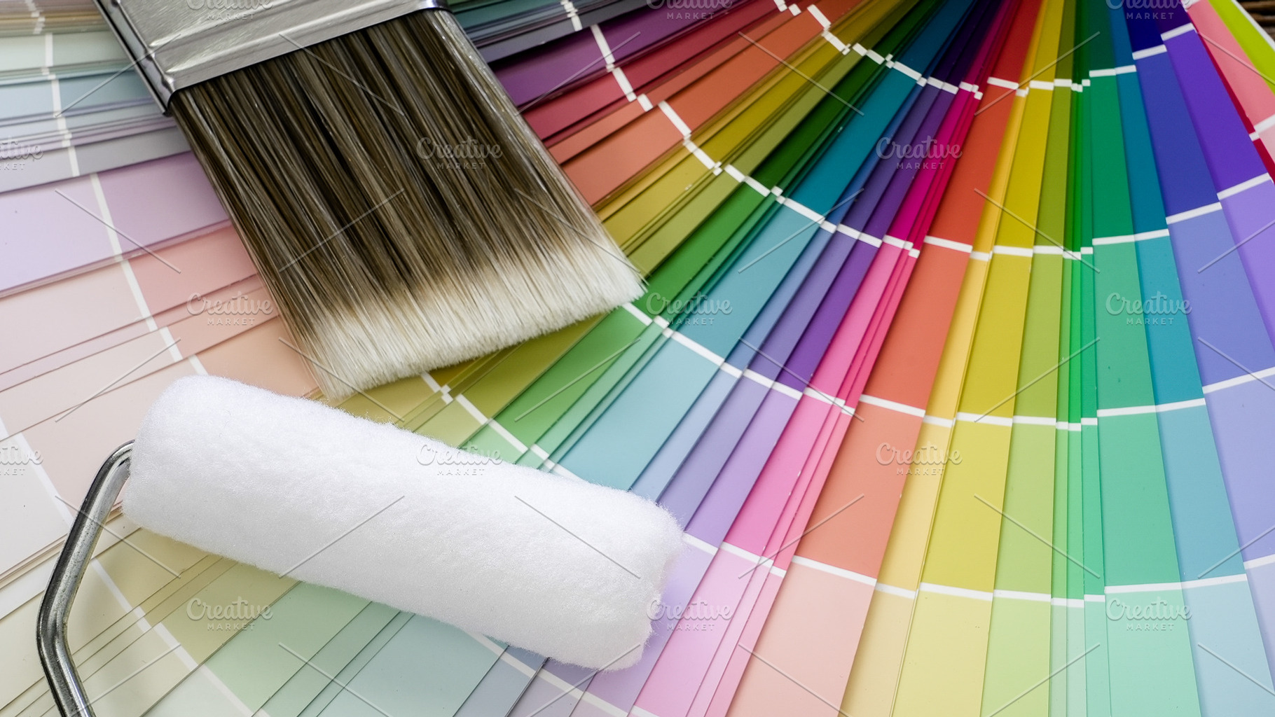 Paint brush and roller on colorful c, an Industrial Photo by 1miromiro