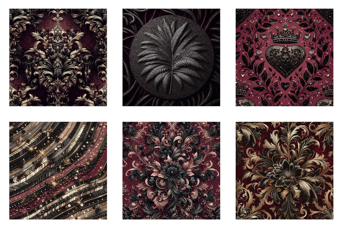 Burgundy and Black Glitter Digital, an Illustration by CreationArt (Photo 3 of 5)