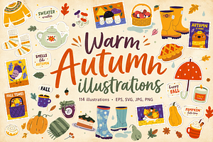Cozy Autumn Hand Drawn Illustrations, a Seasonal Illustration by Anna Studio