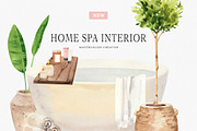 Home spa interior watercolor creator, an Object Illustration by Volha Studio (Thumbnail 1 of 9)