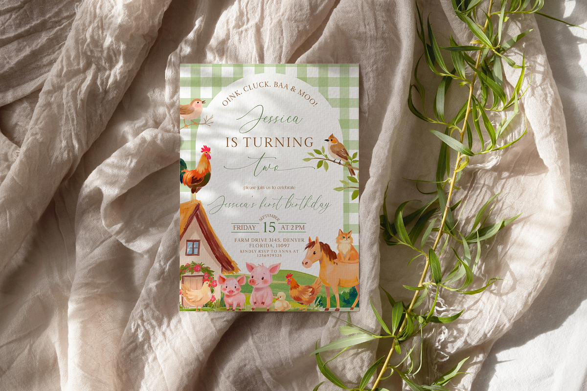 Farm Animal 2nd Birthday Invitation, an Invitation Template by Digital_Mind (Photo 3 of 3)