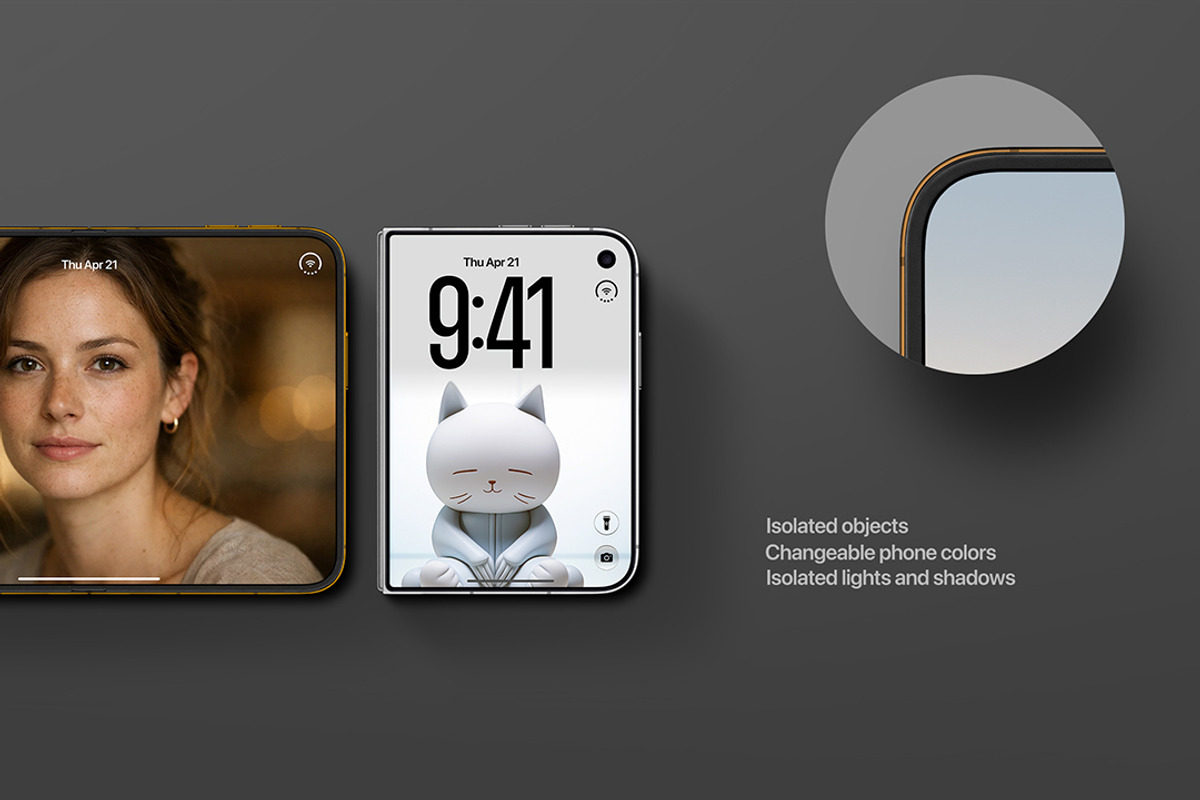 iPhone Duo Mockup - Inner & Cover, an iPhone Mockup by Avelina Studio (Photo 2 of 3)