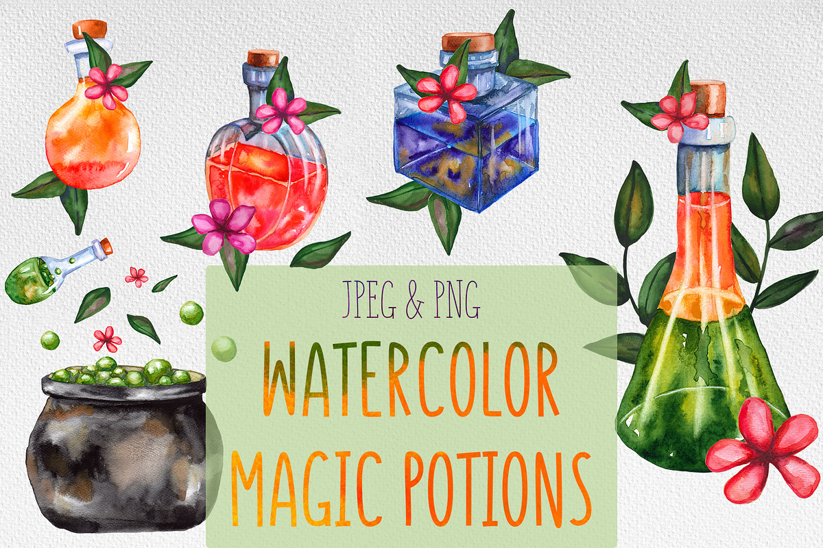 Watercolor magic potions collection, a Food Illustration by Olha's watercolor (Photo 1 of 7)