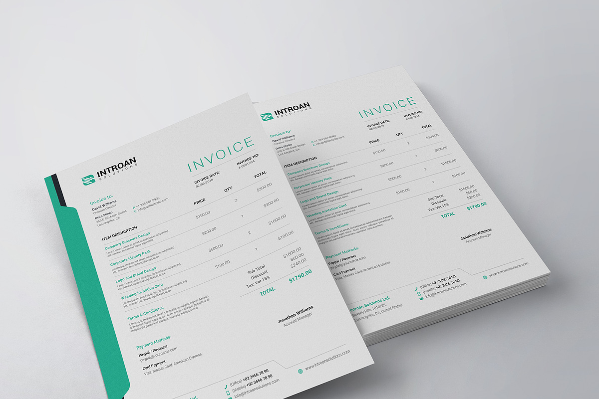 Modern Invoice Template, a Templates & Theme by theresumepark ...