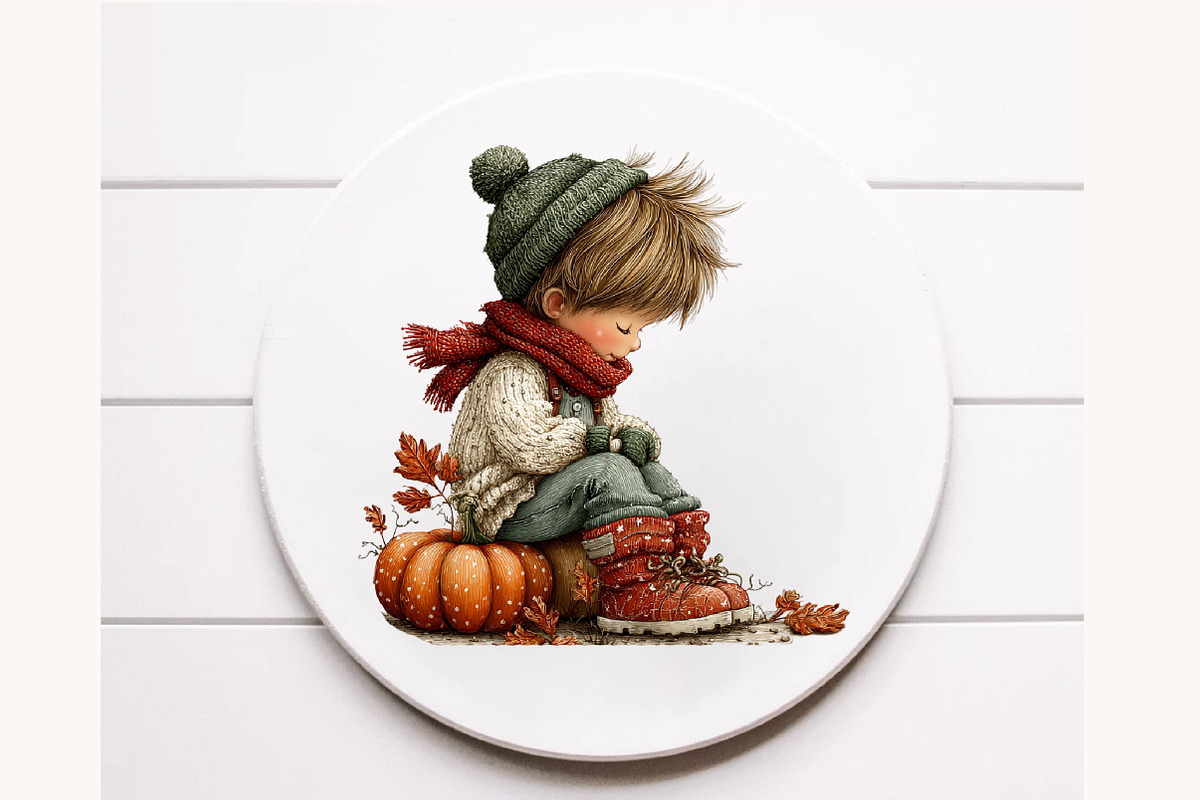Whimsical Autumn Boy PNG Clipart, an Illustration by Designworld (Photo 8 of 9)