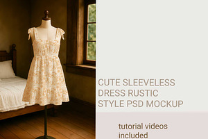 Cute RUSTIC sleeveless dress mockup