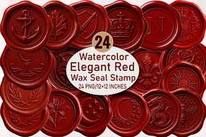 Elegant Red Wax Seal Stamp Clipart B, an Illustration by SVGArt