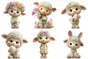 Whimsical Easter Lamb Clipart, an Illustration by Craft Nest (Thumbnail 5 of 9)