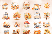 Watercolor Autumn Clipart Set, an Illustration by Anca Digital Vibe (Thumbnail 2 of 7)
