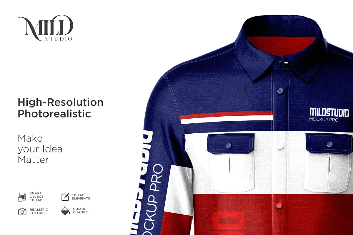 Men's workwear shirt set mockup, a Books & Magazine Mockup by Mildstudio (Photo 6 of 8)