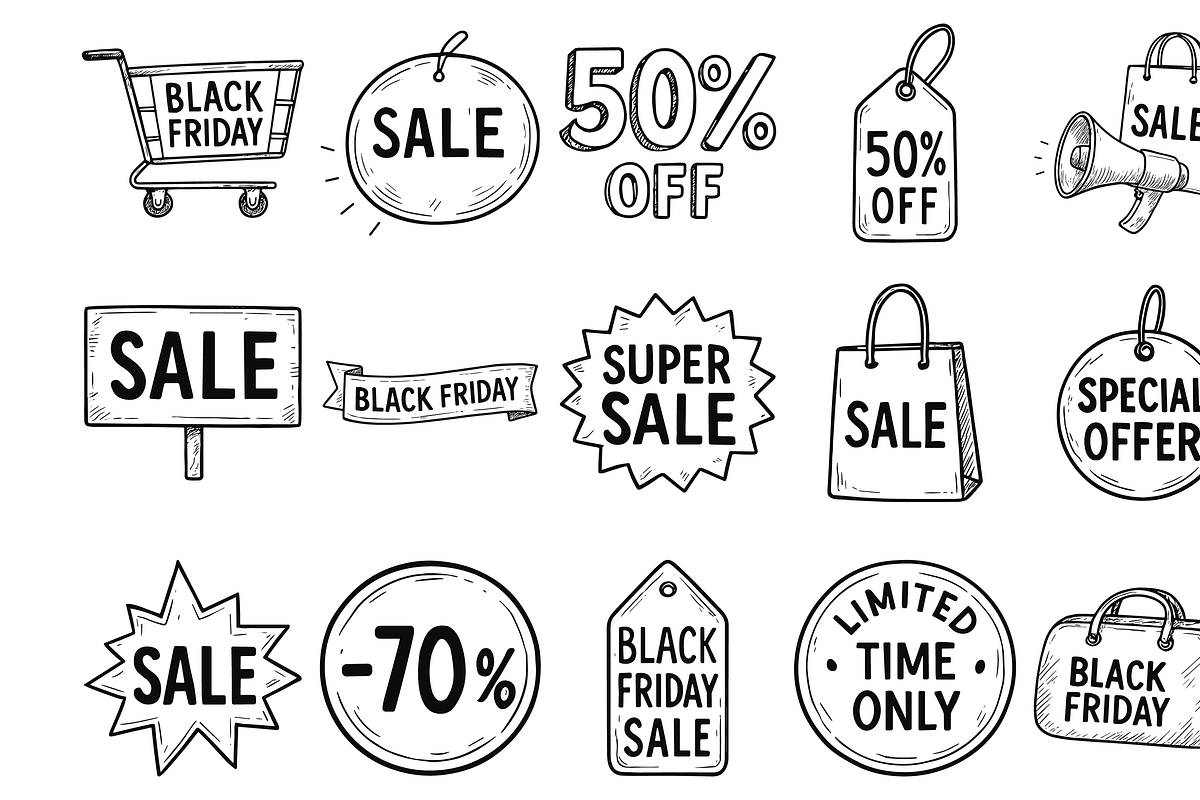 Sale Promotion Icons, an Object Graphic by nikagraphic