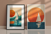 Sunset Sailboat Illustration, a Decorative Illustration by Housui Patterns (Thumbnail 5 of 9)