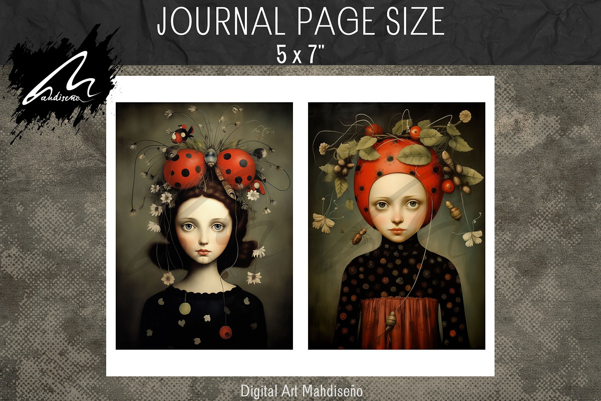 Whimsical Ladybug Girl, Collage Page, a Person Illustration by Digital Art Mahdiseño (Photo 5 of 9)