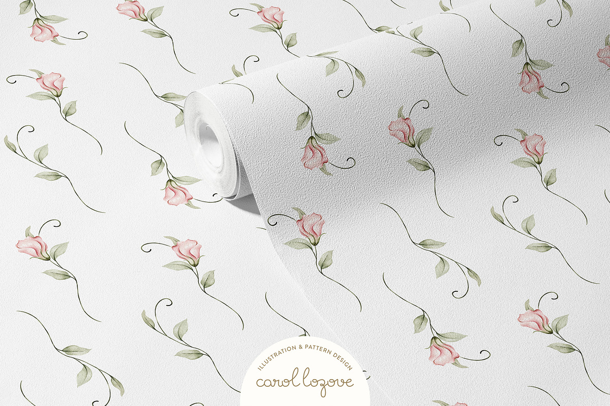 Watercolor Blush Roses Floral Set, a Decorative Illustration by Carol Lozove (Photo 41 of 50)