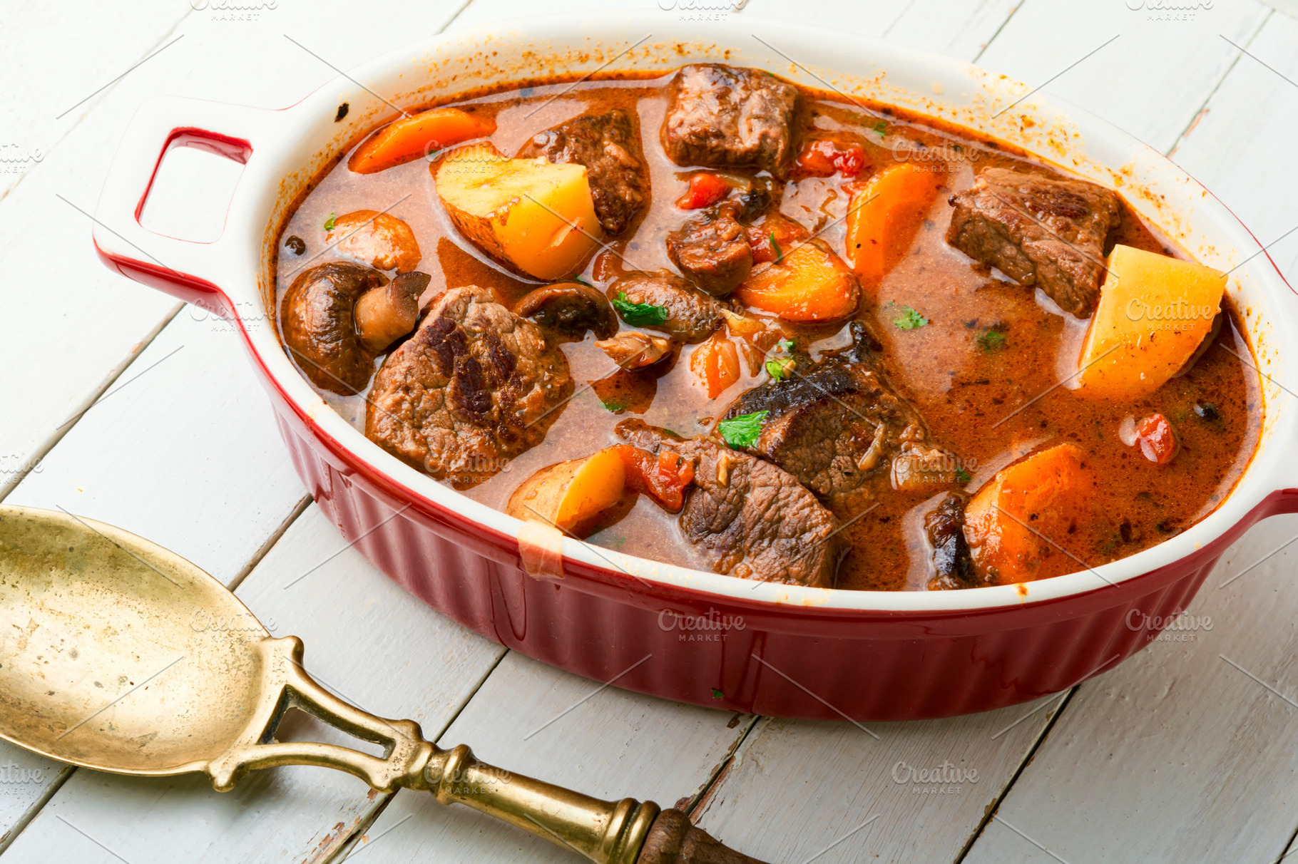 Ragout with beef and mushrooms, a Food & Drink Photo by MLunov MLunov