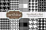 Houndstooth in Black Digital Paper, a Pattern Graphic by ArtBitz