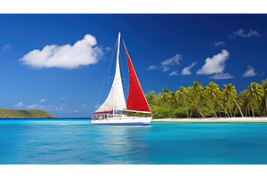 paradise red white blue graphics ai, a Nature Photo by pikepicture