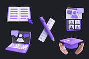 Online Education 3D Illustration V2, an Object 3D Model by Rishsketch (Thumbnail 3 of 4)