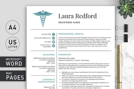 Nurse Resume/Nurse CV Template, a Resume Template by Klamp Studio