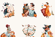 Watercolor Halloween Pin Up Witch, a Seasonal Illustration by BusyDaydesign (Thumbnail 6 of 9)