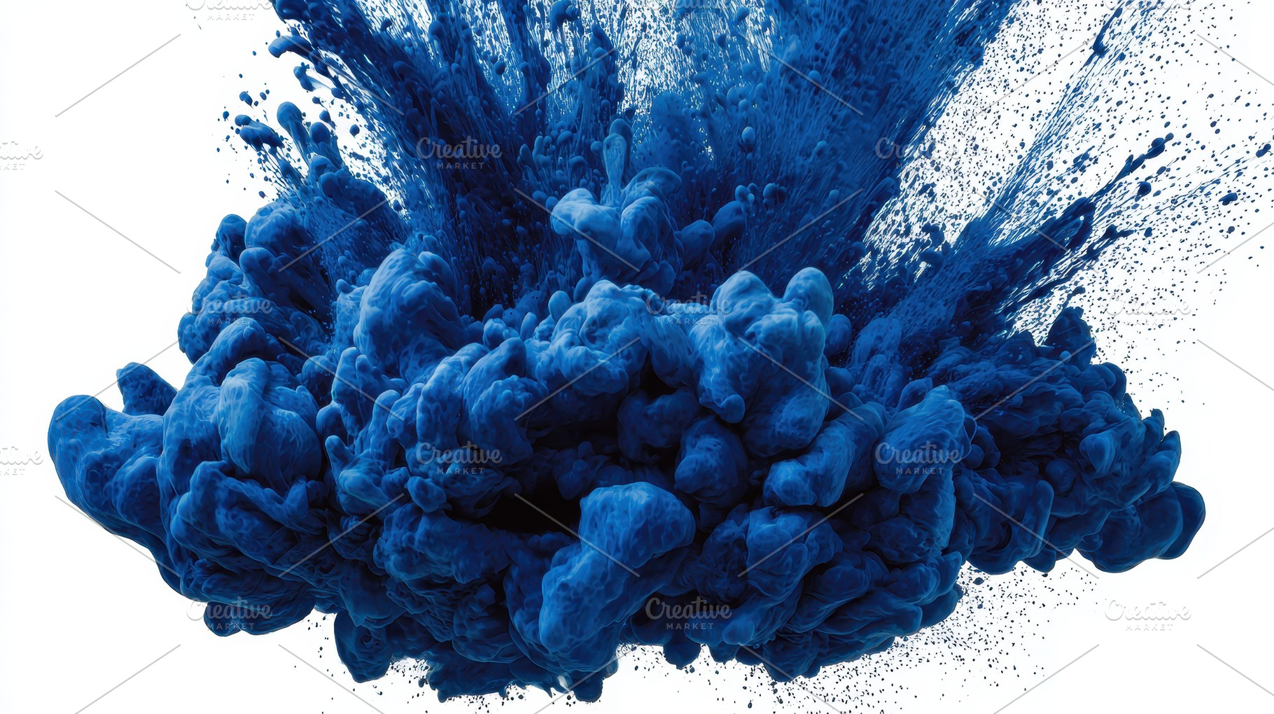 Blue Ink Exploding in Water Abstract, a Photo by Pixeness Studio