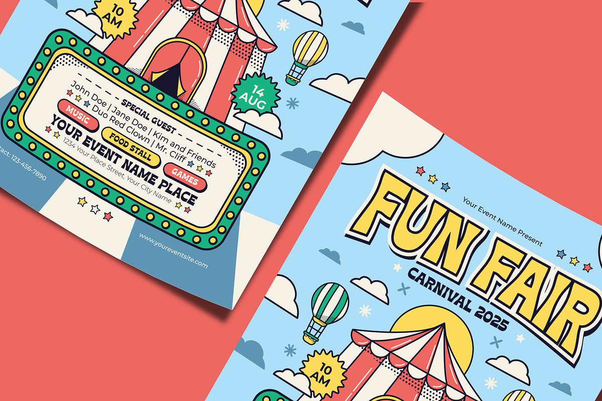 Retro Fun Fair Carnival Flyer, a Flyer Template by Tiptop Graphic (Photo 3 of 5)