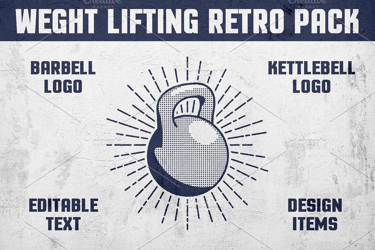 Weight Lifting Retro Pack, a Branding & Logo Template by Agor2012 shop