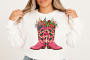 Pink Christmas Western Cowboy Boots, an Illustration by Designking (Thumbnail 2 of 4)
