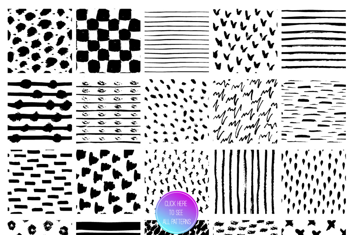 Sketch monochrome seamless patterns, a Pattern Graphic by Tumana_Net (Photo 2 of 5)