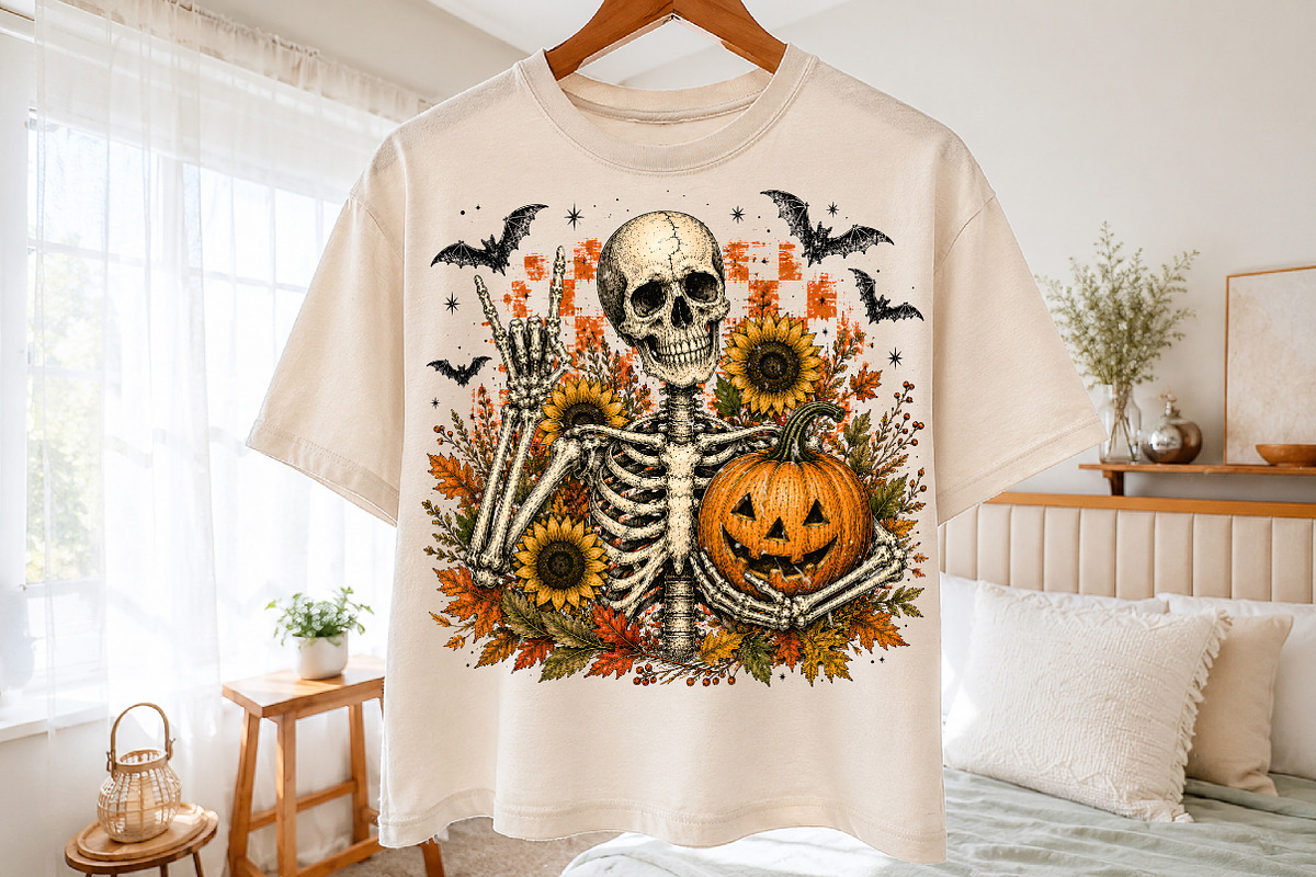 Retro Fall Skeleton Png,Trendy, a Seasonal Illustration by Libby Wishes (Photo 2 of 3)
