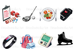 Watercolor Fitness Clipart, Gym PNG